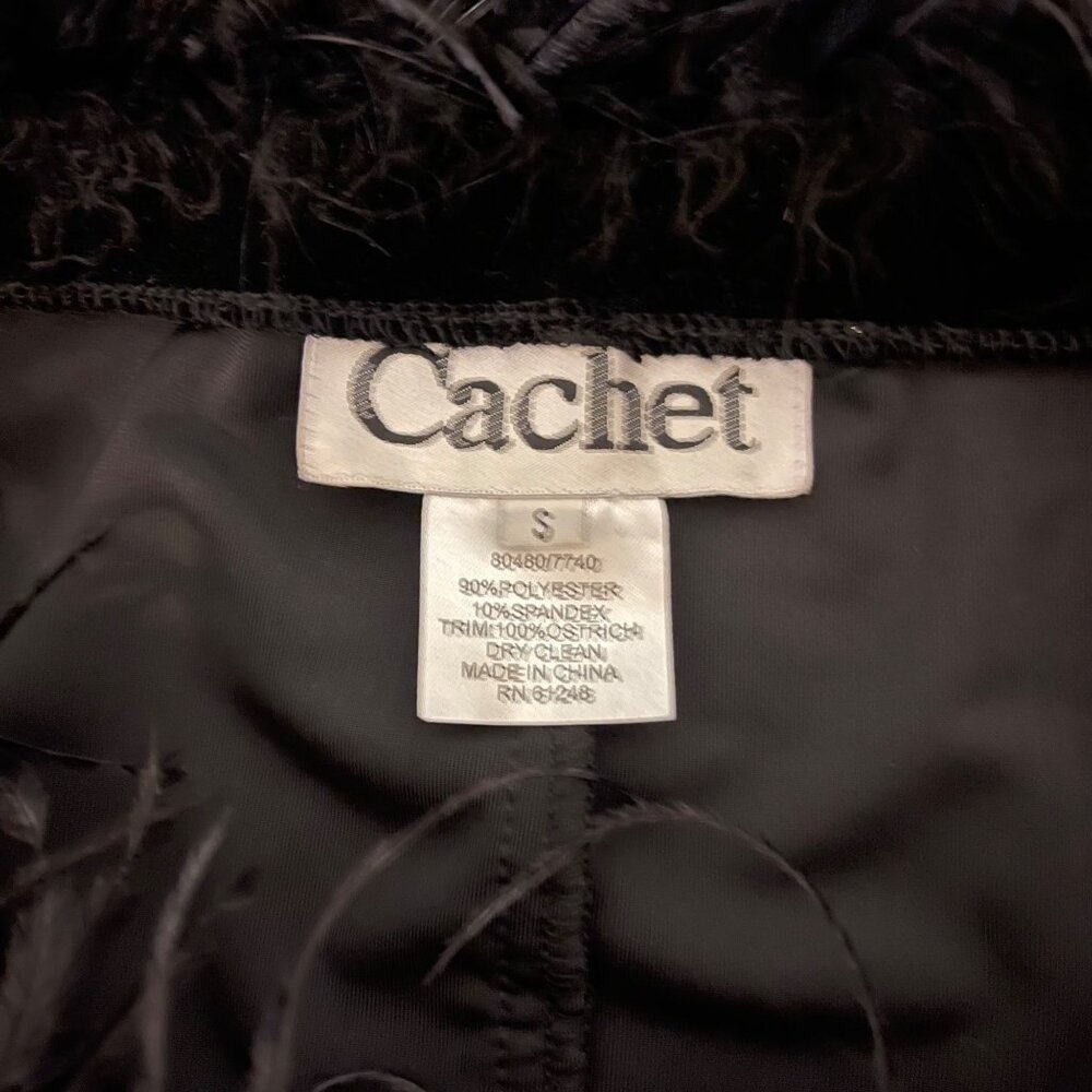 Vintage Cachet Womens Black Ostrich Feather Trim Top Size S Whimsigoth Goth Y2K - Picture 5 of 6